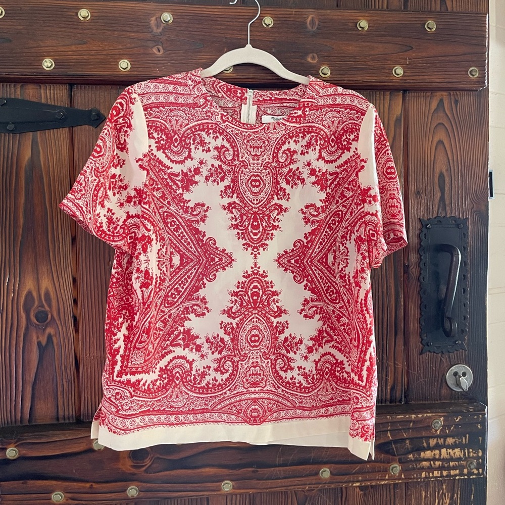 Madewell paisley print silk blouse